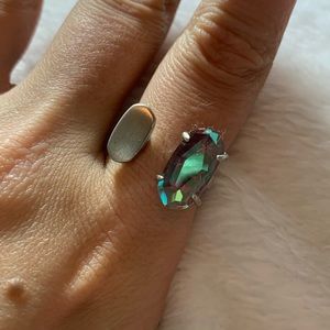 Kendra Scott Pryde Silver Ring Gray Dichroic Glass